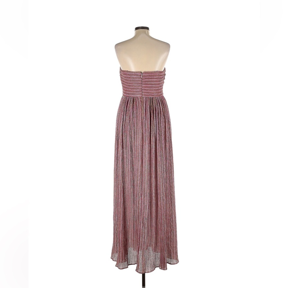 AQUA Metallic Stripe Cutout Gown Rainbow Long Formal Dress Homecoming Prom EUC L - Picture 8 of 9